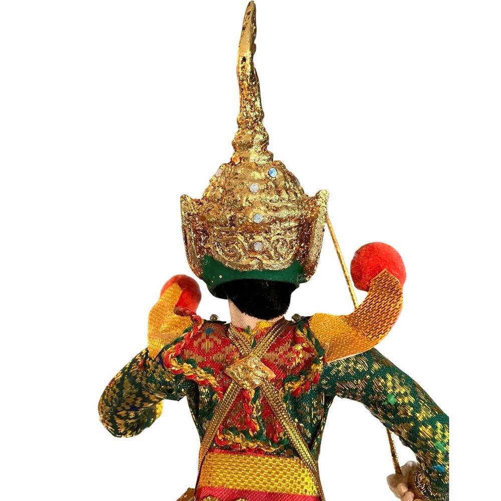Vintage Thai Khon Dancing God Doll – Green Costume (11.5”) - Picture 6 of 14